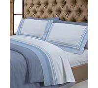 italysweethome - Completo Lenzuola Flanella Super Europa Tipo BORBONESE Blu Made in Italy (Matrimoniale)