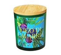 ITAMARU - Candela Profumata Artigianale Fico di Calabria, in Cera di Soia 100%, con Stoppino in Cottone, Vetro Verde e Coperchio in Bambù, 220g - Handmade in Italia | Regalo Donna