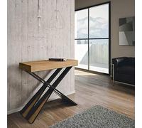 Itamoby Consolle allungabile Diago Small Quercia Natura & Antracite L.90 x H.77 x P.40 (allungabile Fino a 196 cm)