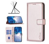 iTape Custodia in pelle per Motorola VIVO Y04 5G, custodia a portafoglio con chiusura magnetica, protezione antiurto dorata