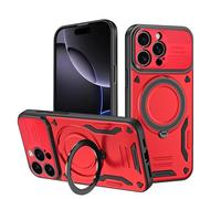 iTape Custodia magnetica per iPhone 16 Pro Max, supporto invisibile a 360°, protezione antiurto, ricarica wireless, protezione per obiettivi, colore: rosso