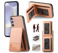 iTape Custodia per Samsung Galaxy S25, in twill, con scomparto per carte di credito, custodia morbida al tatto, 2 in 1, con scomparto per carte di credito, antiurto e a prova di caduta, rosa