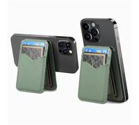 iTape Porta carte per telefono cellulare sul retro del telefono, portafoglio in fibra magnetica, porta carte di credito adatto a tutti i telefoni cellulari, supporta la ricarica wireless Verde