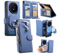 iTape Questa custodia magnetica in twill è compatibile con Honor Magic V3, dotata di uno slot per schede SIM di grande capacità, un design 2 in 1, un supporto ad anello e ricarica wireless. Blu