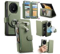 iTape Questa custodia magnetica in twill è compatibile con Honor Magic V3, dotata di uno slot per schede SIM di grande capacità, un design 2 in 1, un supporto ad anello e ricarica wireless. Verde