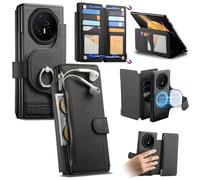 iTape Questa custodia magnetica in twill è compatibile con Honor Magic V3, dotata di uno slot per schede SIM di grande capacità, un design 2 in 1, un supporto ad anello e ricarica wireless. Nero