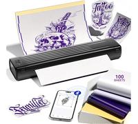 Itari Stampante Tattoo, Stampante Stencil Tattoo Compatibile con Phone e Tablet, Macchine da Stampa per Artisti e Principianti con 100 Fogli di Carta Accessori per Tatuaggi, Nero, Nero, 100 Fogli