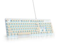 iTastatur Tastiera per macchina da scrivere, 104 tasti, stile punk, per gaming, retrò, retroilluminata, a LED, con cavo USB, adatta per PC/Win/Mac/Laptop (cachi)