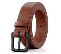ITAY - Cintura senza metallo, in pelle ipoallergenica, cintura TSA, robusta cintura regolabile da uomo, senza nichel, Marrone, Size 41/105
