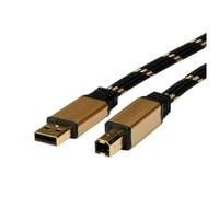 Roline Cavo USB USB 2.0 Spina USB-A, Spina USB-B 3.00 m Nero, Oro doppia