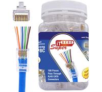 ITBEBE 100 Pezzi RJ45 Cat6 Connettori Passanti per Cavi 24 AWG - Funziona Sia pe