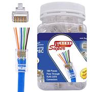 ITBEBE 100 pezzi RJ45 Cat6 Connettori Passanti per Cavi 24 AWG - Funziona Sia per Cavi Solidi Che Flessibili