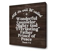 ITCLEYMDZV Christmas Wall-Art Canvas Isaiah 9 6 Rustic Religious Scripture Decor for Home(Framed,12x18inch(30x45cm))
