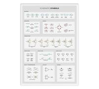 ITCLEYMDZV Circuit Schematic Symbols Reference Metal Sign 8x12 Inch | Resistor capacitor diode switch icons on tin for maker space or dorm room