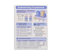ITCLEYMDZV Computer Networking Guide Poster Subnetting Explained CIDR Reference Network Slicing and IP Addressing Tutorial Canvas Painting for Tech Enthusiasts(Framed,08x12inch(20x30cm))