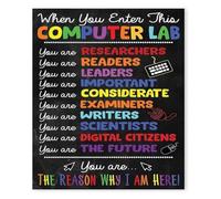 ITCLEYMDZV Computer Rules Poster Digital Citizenship Keyboard Guide | Essential tech decor enforces online and efficient workstation habits(Framed,16x24inch(40x60cm))