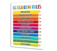 ITCLEYMDZV Dream Big Educational Canvas - Classroom Rules Motivational Poster for, Colorful Wall-Art for Preschool, Nursery, Daycare, Homeschool Learning Decor (Framed,12x18inch(30x45cm))