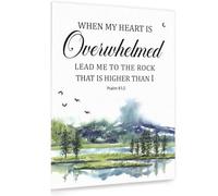 ITCLEYMDZV Lead Me To The Rock Psalm 61:2 Print - Inspirational Scripture Canvas Wall-Art, Modern Painting for Bedroom, Office, Gift of Encouragement (Framed,08x12inch(20x30cm))