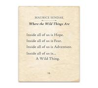 ITCLEYMDZV Minimalist Where the Wild Things Are Typography Poster - Maurice Sendak Book Page Print for Modern Wall Decor & Literary Gifts(Framed,16x24inch(40x60cm))