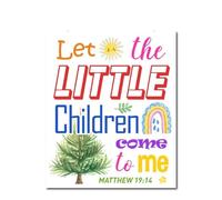 ITCLEYMDZV Nursery Wall-Art - Let The Little Come To Me Matthew 19:14 Poster, Inspirational Scripture Sign for Room & Preschool (Unframed,08x12inch(20x30cm))