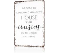 ITCLEYMDZV Rustic Tin Sign Visit Grandmas House Cozy Memory Print Wall Decoration for Game Room Patio Porch Hallway 8 X 12 in