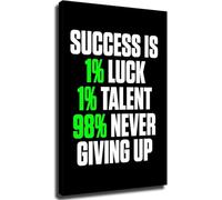 ITCLEYMDZV Success Formula 1% Luck 1% Talent 98% Never Giving Up Inspirational Quote Poster Motivational Wall-Art for Home Office(Framed,08x12inch(20x30cm))
