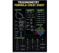 ITCLEYMDZV Trigonometry Formulas Poster Math Educational Chart Bedroom Wall-Art Sine Cosine Tangent Radians Degrees(Framed,12x18inch(30x45cm))