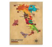 ITCLEYMDZV Wine Regions Poster Grape Varieties Map Educational Living Room Bedroom Home Wall-Art Decor(Framed,16x24inch(40x60cm))