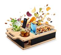 ITClosud Vassoio Per Alimenti Da Divano, Snack Box per Divano Bar, Vassoio da Portata con Manici, 2 Ciotole in Acciaio Inox, Porta Cellulare e Bevande, Ideale per Soggiorno, Campeggio