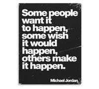 ITCUUIEC Famous Quote Poster Some People Want It to Happen Some Wish It Would Happen Others Make It Happen Grunge Gym Teen Room Decor(Framed,16x24inch(40x60cm))