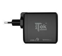 Itek Caricabatteria da muro da 60W- 6A(2x3A) con 2 porte: 1xType-C PD- 1xQC3.0-