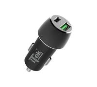 ITEK Caricabatteria per auto da 42W, 6A(2x3A) con 2 porte: PD+QC3.0, Smart IC