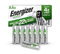 Energizer Recharge Power Plus - Batterie Ricaricabili AA (pacco da 8) - Pile 2000 mAh NiMH - pronte all'uso - potenza di lunga durata - 100% imballaggio riciclabile privo di plastica