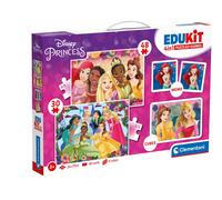 Clementoni - 18297 - Edukit 4 In 1 - Disney Princess - Set Giochi Da Tavolo (Memo, Puzzle 30 e 48 Pezzi, 6 Cubi), Educativo 3 Anni, Memoria e Logica, Carte Da Accoppiare, Puzzle Bambini, Made In Italy