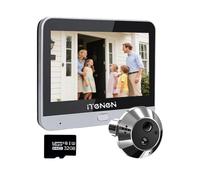 iTenen PDA Audio Bidirezionale,Spioncino Digitale a Batteria 3.0MP con MicroSD da 32GB,Video Spioncino Senza Fili con Schermo a Colori da 4,3", Telecamera porta,140 °Angolo,Rilevamento Movimento PIR