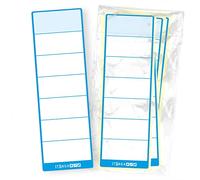 itenga 50 etichette per raccoglitori larghi, autoadesive, in carta adesiva, 6 x 19 cm (blu)