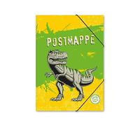 itenga Cartella portadocumenti con elastico, con motivo DIN A4, con chiusura elastica - Cartella portadocumenti (T-Rex)