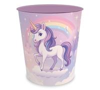 Itenga, cestino per carta per bambini con motivo - rotondo circa 11 litri - pattumiera per la cameretta dei bambini - in plastica resistente (UNICORNO NUVOLA MAGICA)