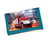 itenga Portafoglio per bambini - Portafoglio e tasca sul petto - con chiusura in velcro, cordoncino, scomparto per banconote e monete, finestra per ragazze e ragazzi, Motivo pompieri, 13x9,5cm