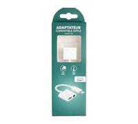 ITENSE - Adattatore Apple a Jack Adattatore Apple Audio - per collegare un computer Apple a un auricolare con jack da 3,5 mm - 2 in 1: audio (jack3,5 mm) + elettricità (Apple) - Colore: Bianco