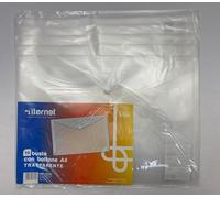 Iternet Plastidea 10 pz Buste Con Bottone Portadocumenti A4 Colore Neutro Trasparente