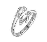 ITESSY Anelli da abbraccio per donne e uomini, con parole incise, regolabili, aperti e abbraccianti, regalo per figlia, nipote, moglie, amici, Oro bianco