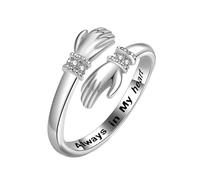 ITESSY Anelli da abbraccio per donne e uomini, con parole incise, regolabili, aperti e abbraccianti, regalo per figlia, nipote, moglie, amici, Oro bianco