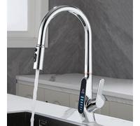 ITETONE Rubinetti da Cucina a 3 Vie Miscelatore per lavello con Filtro Estraibile Miscelatori da Cucina a Collo di Cigno cromati con doccetta Estraibile Rubinetto a 3 Vie con Display