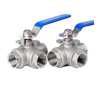 ITFOWIYD Valvola a Sfera 1 pz. Valvola a Sfera a 3 Vie con Attacco a T/L in Acciaio Inossidabile 316L, Filettatura Interna da 1/4", 3/8", 1/2", 3/4", 1", 1-1/4", 1-1/2", 2".(T Type,DN32)