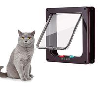 Itian Gattaiola Porta Portina per Gatti e Cani, Entrata e Uscita Controllabile, Materiale ABS (Marrone)