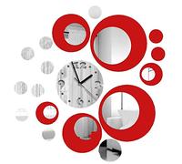 Itian Orologio da Parete in Metallo con Effetto Specchio d'Argento Vinile Adesivo Decorazione Moderna Camera da Letto Soggiorno (Rosa)