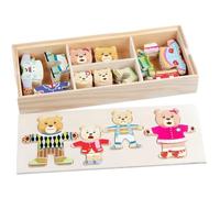 Itian Puzzle Famiglia Orso Legno Dress-up Puzzle Scatola Giocattoli,DIY Puzzle Orso Cambia Vestiti