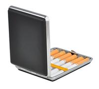 Itian Sigaretta in Pelle di Stoccaggio Bordo Metallico Caso, Portasigarette in Acciaio Inossidabile