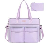 ITIEZY Borsa shopper da donna, grande, impermeabile, con 18 tasche, 16 pollici, borsa da lavoro da donna con chiusura lampo, per università, ufficio, lavoro, viaggi, 05 viola., L
